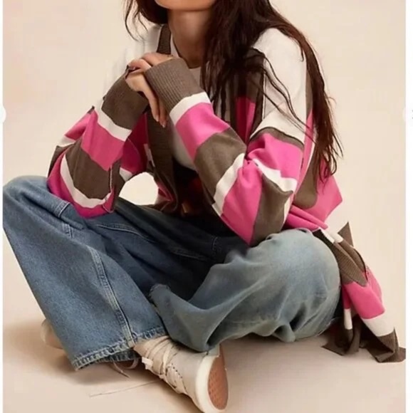 Free People League Of Her Own Cardigan in Aurora Pinecone Combo - Picture 4 of 8